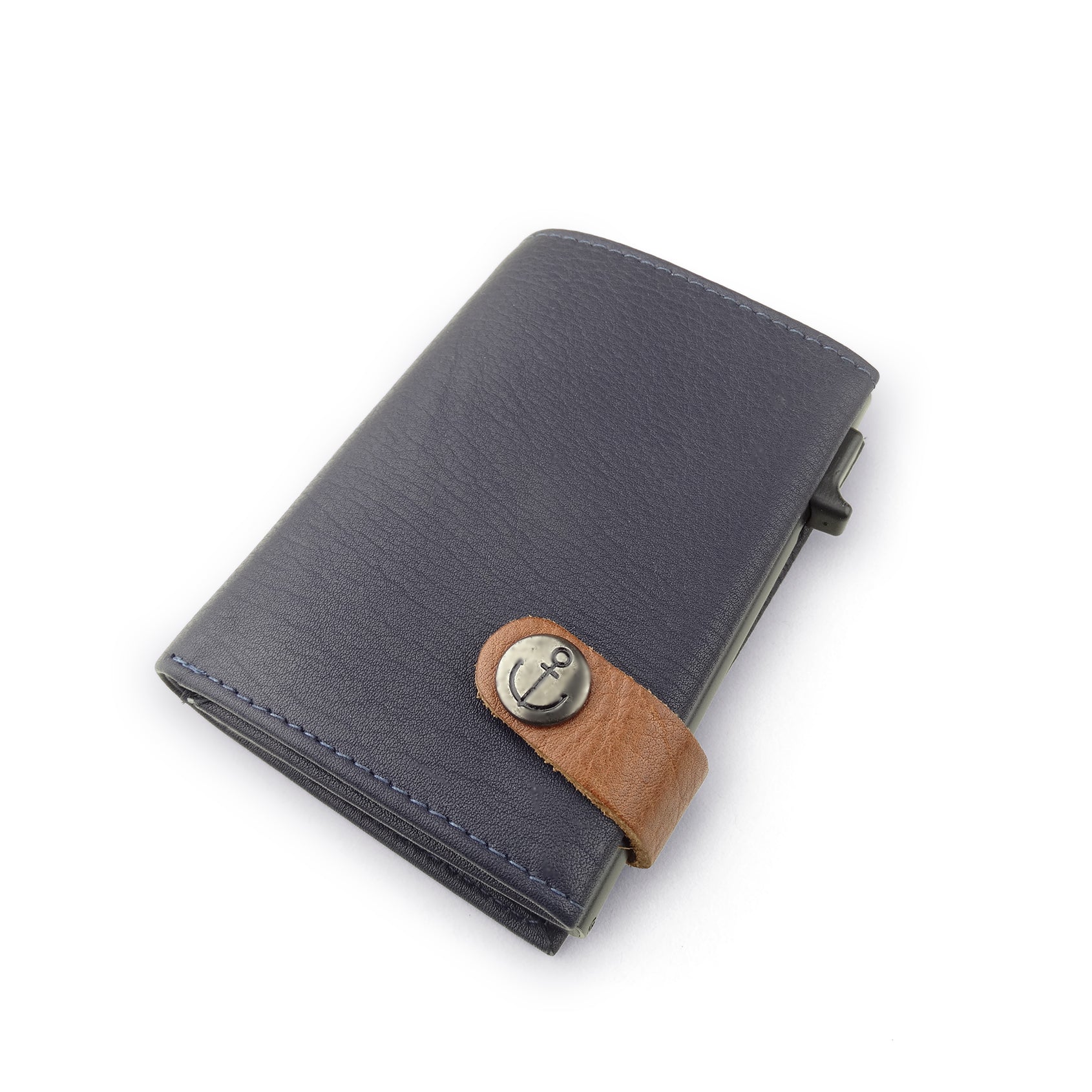 Leather navy bank card holder
