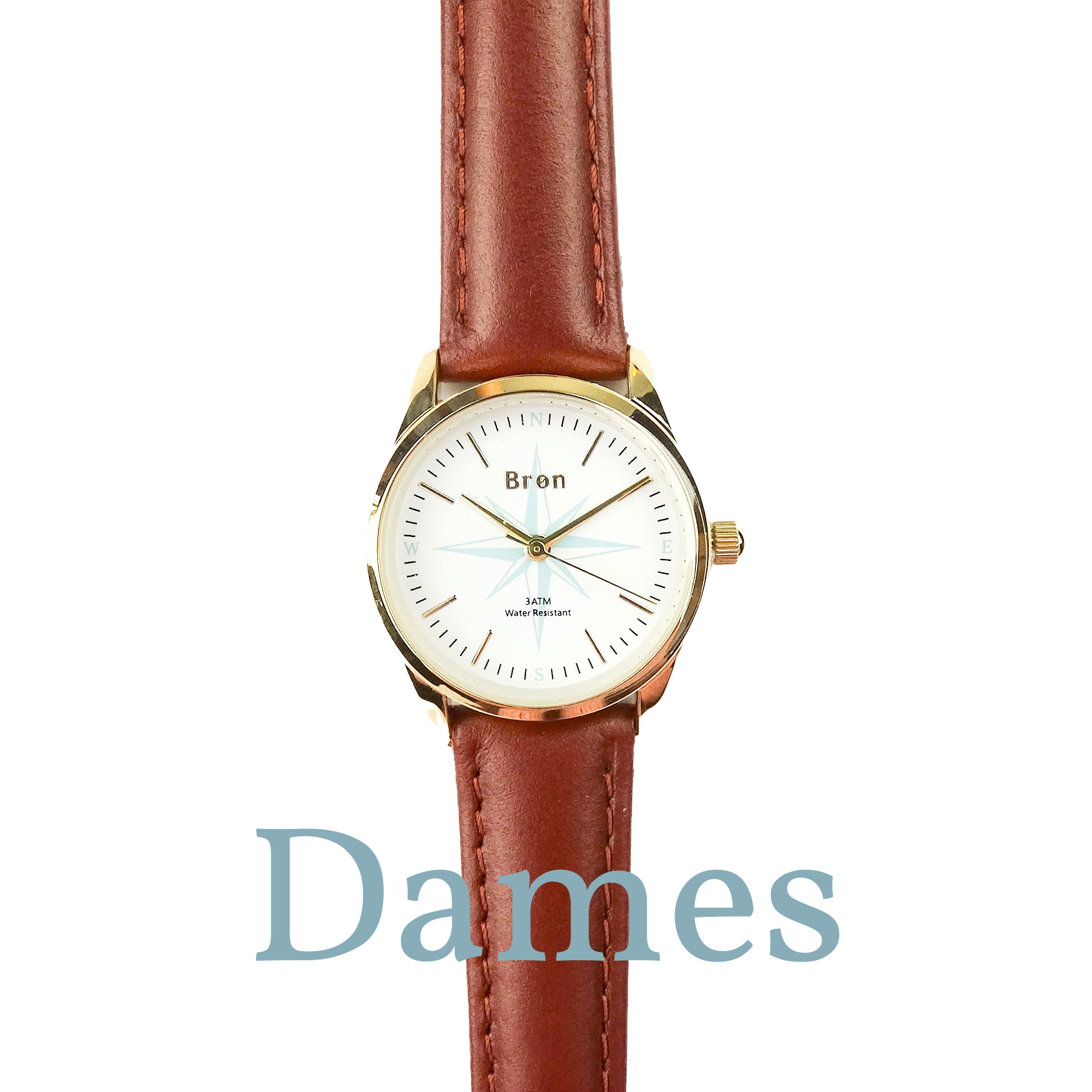 Ladies watch in gold with nautical compass