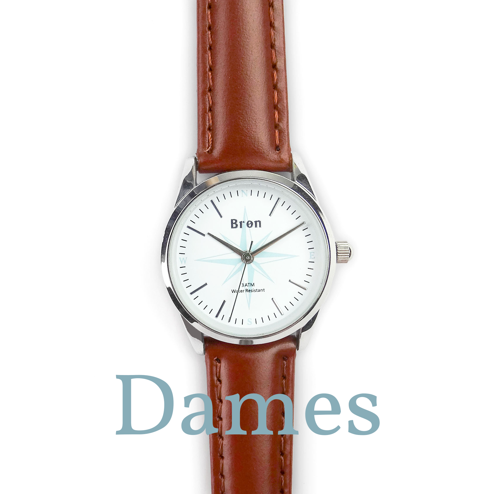 Dameshorloge in zilver met nautisch kompas