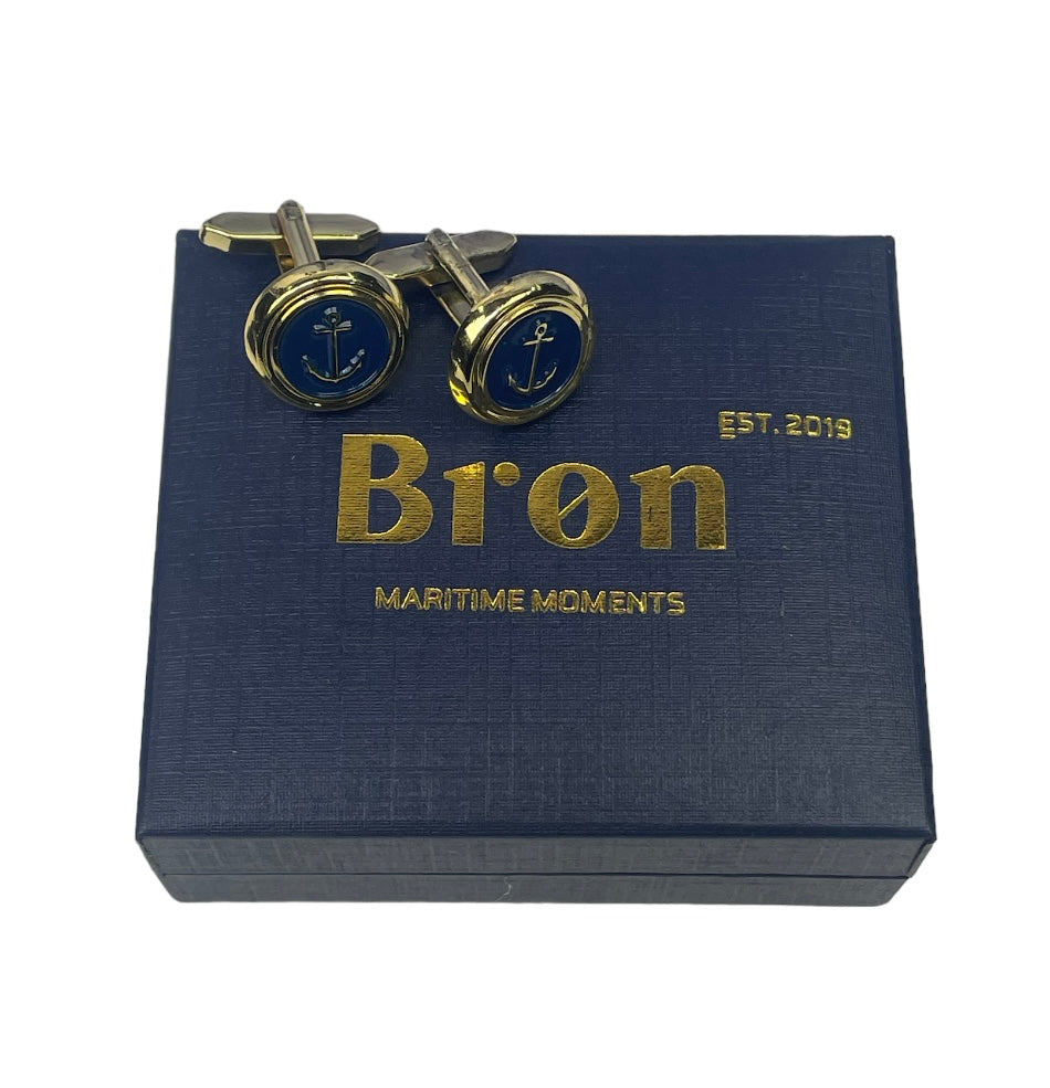 Cufflinks with anchor motif in gold color