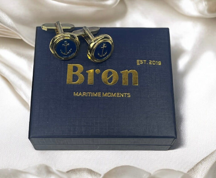 Cufflinks with anchor motif in gold color