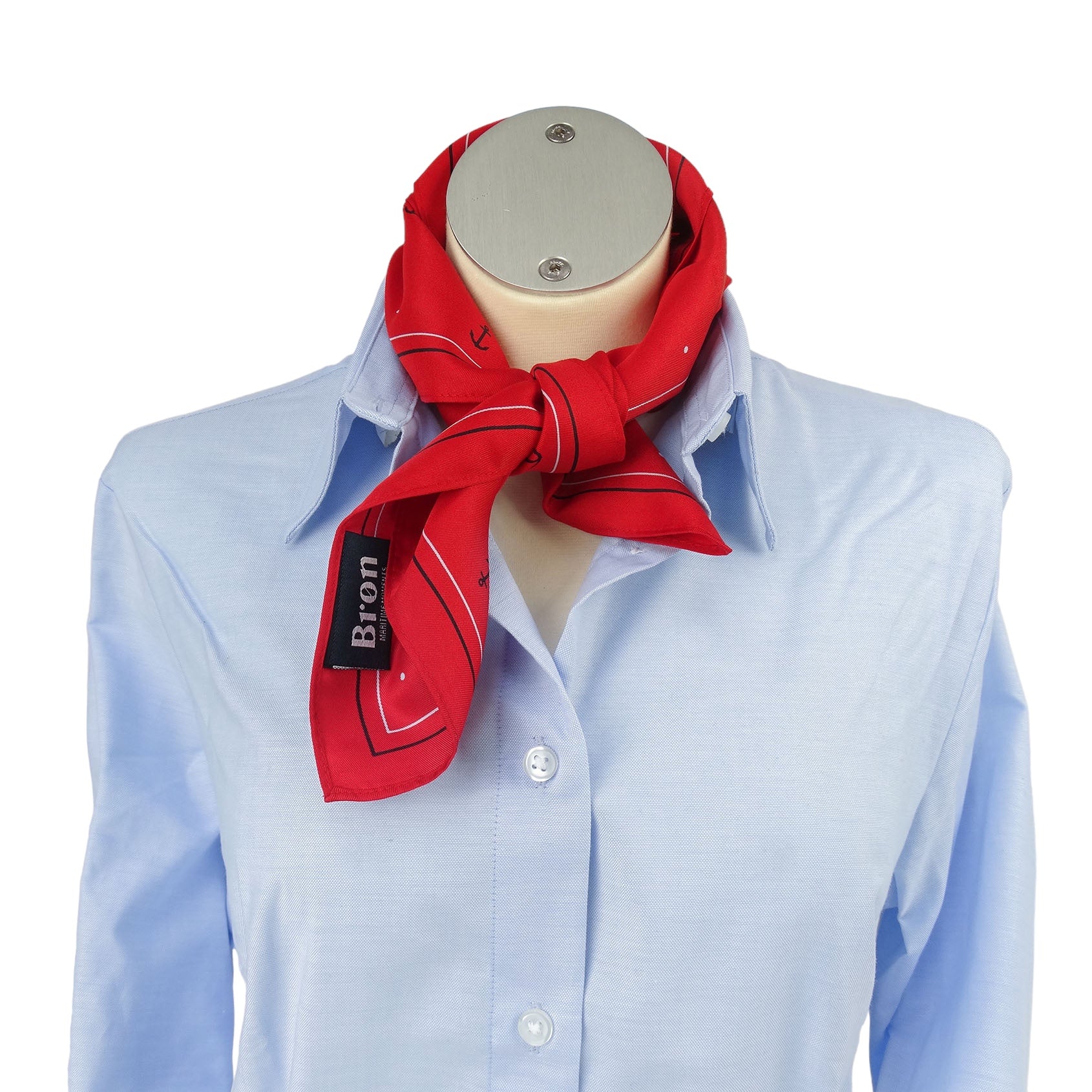 Rode sjaal voor dames, 53x53cm met prachtig nautisch motief