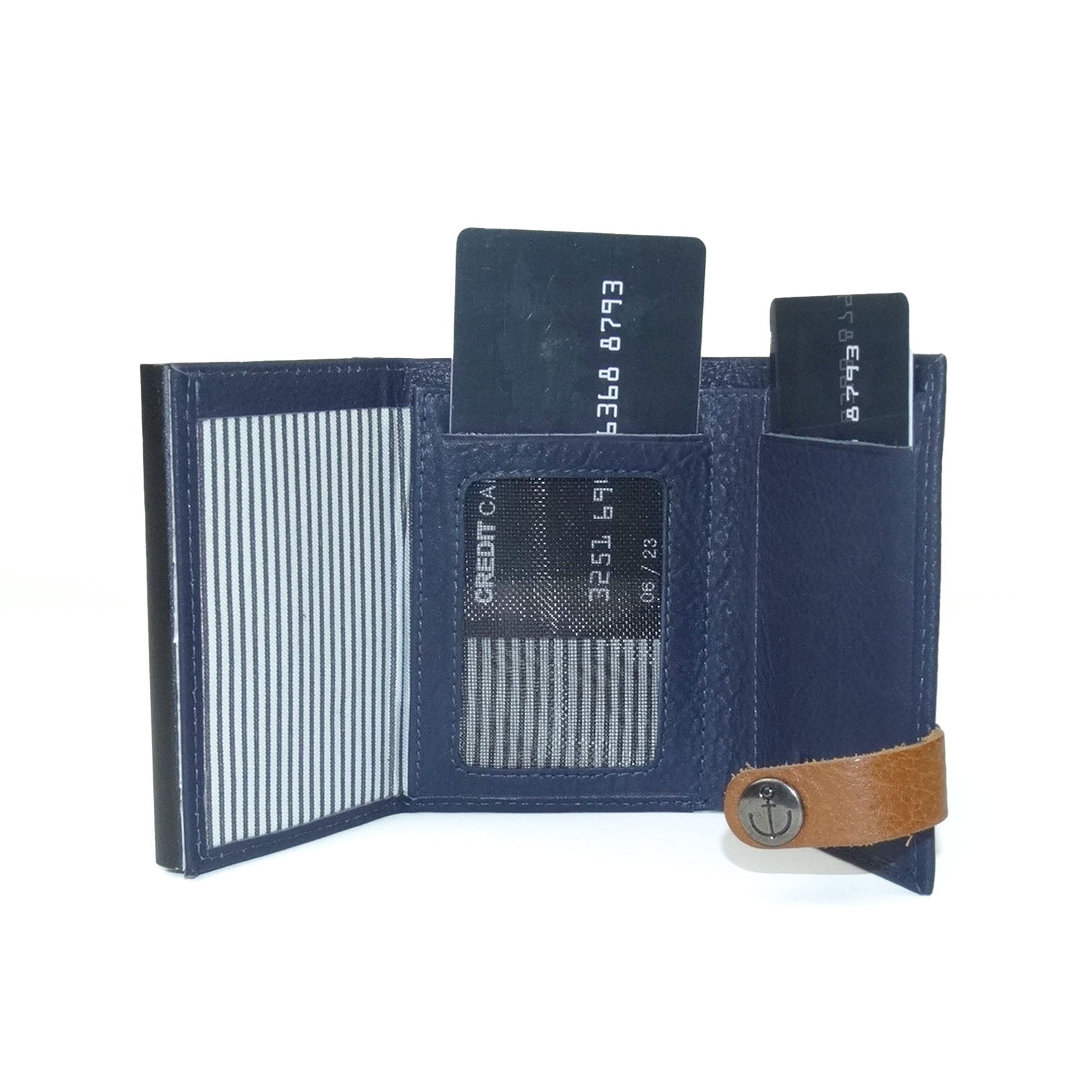 Leather navy bank card holder