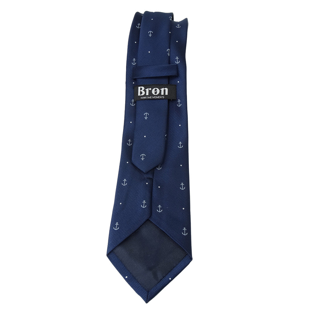Navy Necktie with dots-anchor pattern