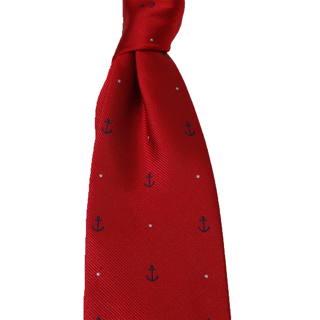 Maritime red tie with anchors