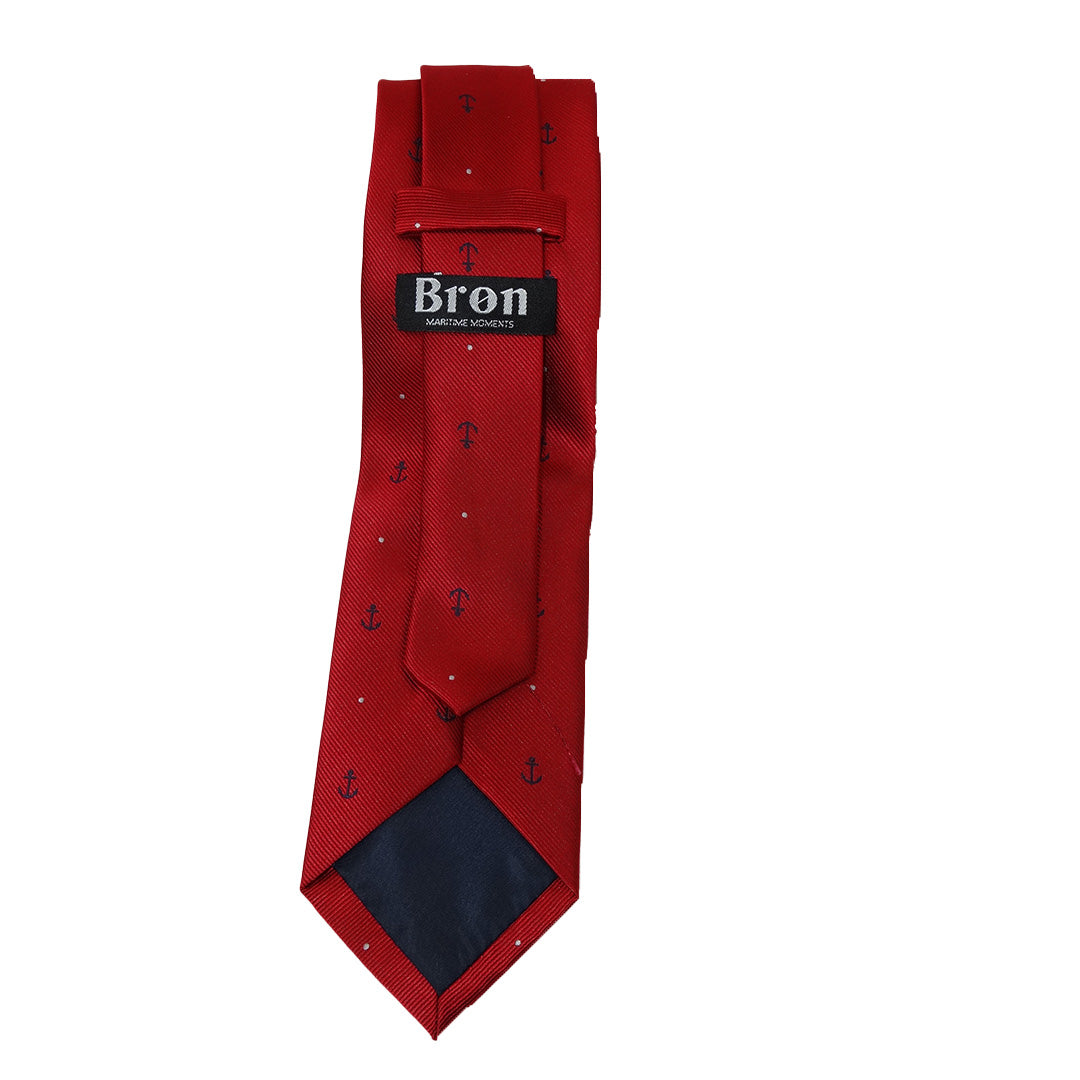 Maritime red tie with anchors