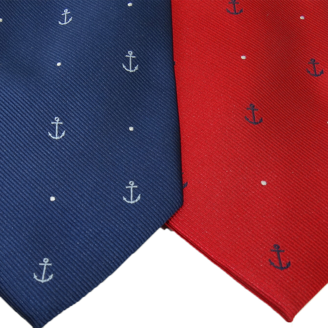 Navy Necktie with dots-anchor pattern