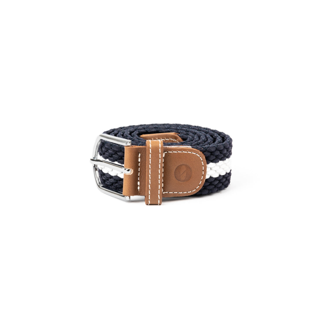 Elastische broekriem met lederen loop