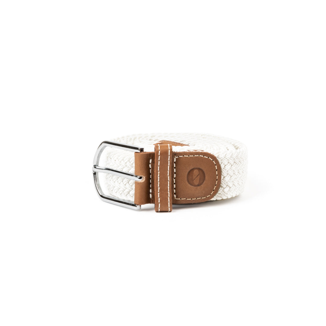 Elastische broekriem met lederen loop