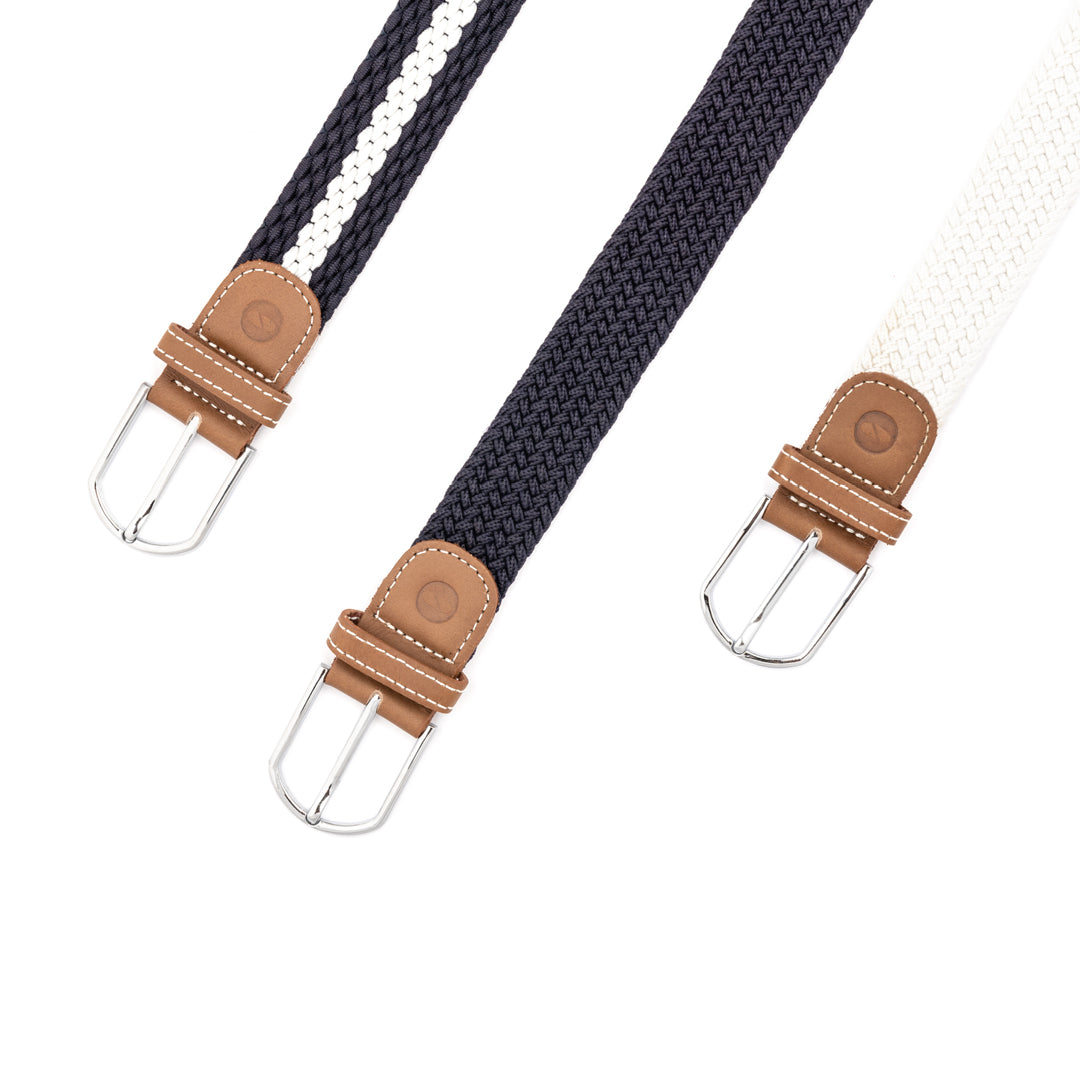 Elastische broekriem met lederen loop