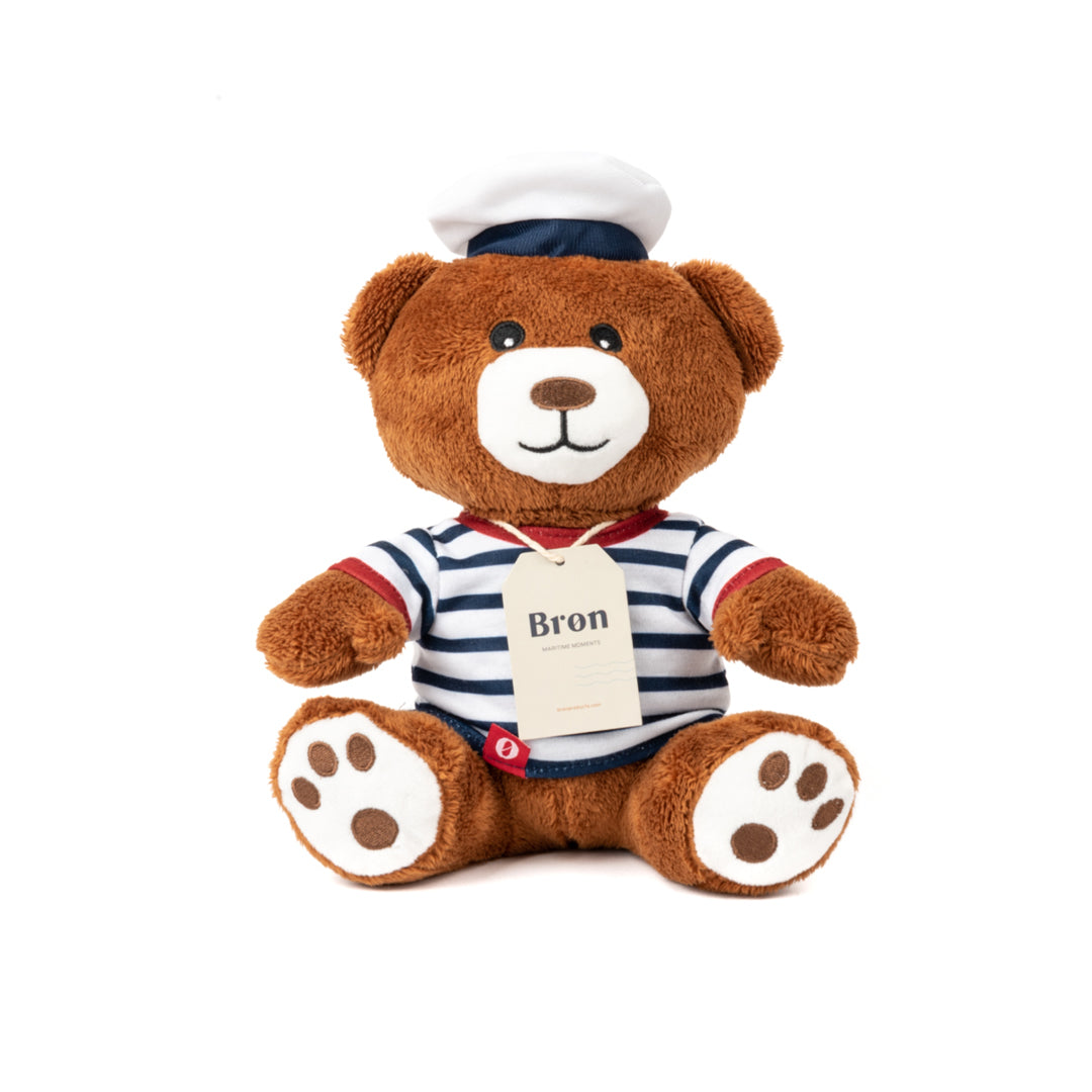 Maritieme knuffel teddybeer met gestreept t-shirt