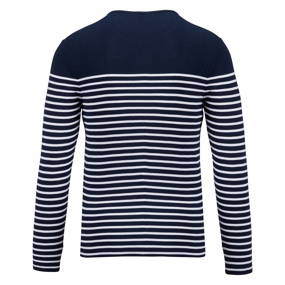 Breton striped men's long sleeve t-shirt with shoulder detail