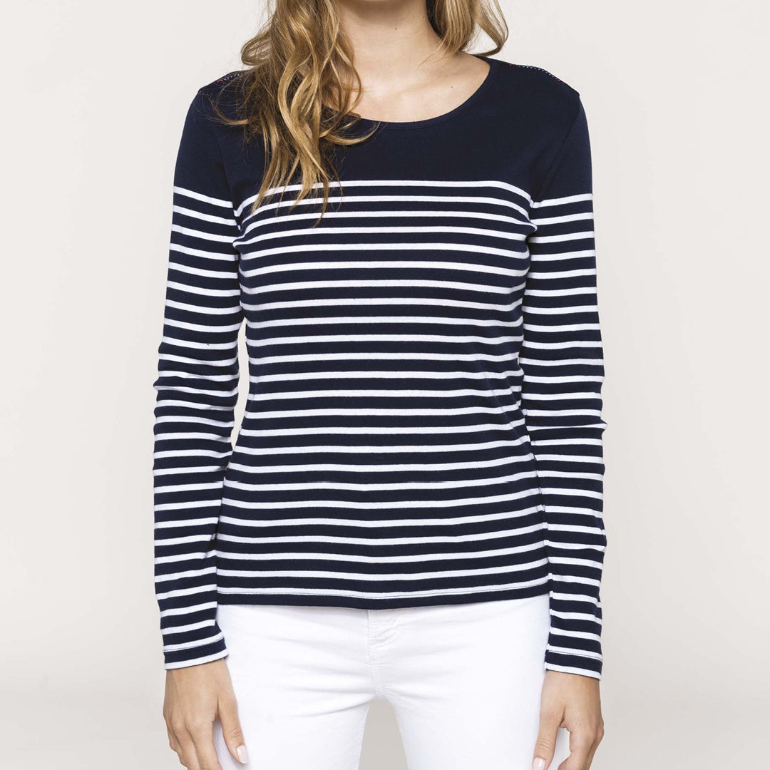 Damen-Langarm-Shirt mit Breton-Streifen