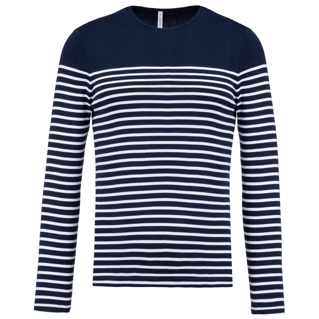 Langarm-Shirt mit Breton-Streifen für Herren mit Schulterdetail