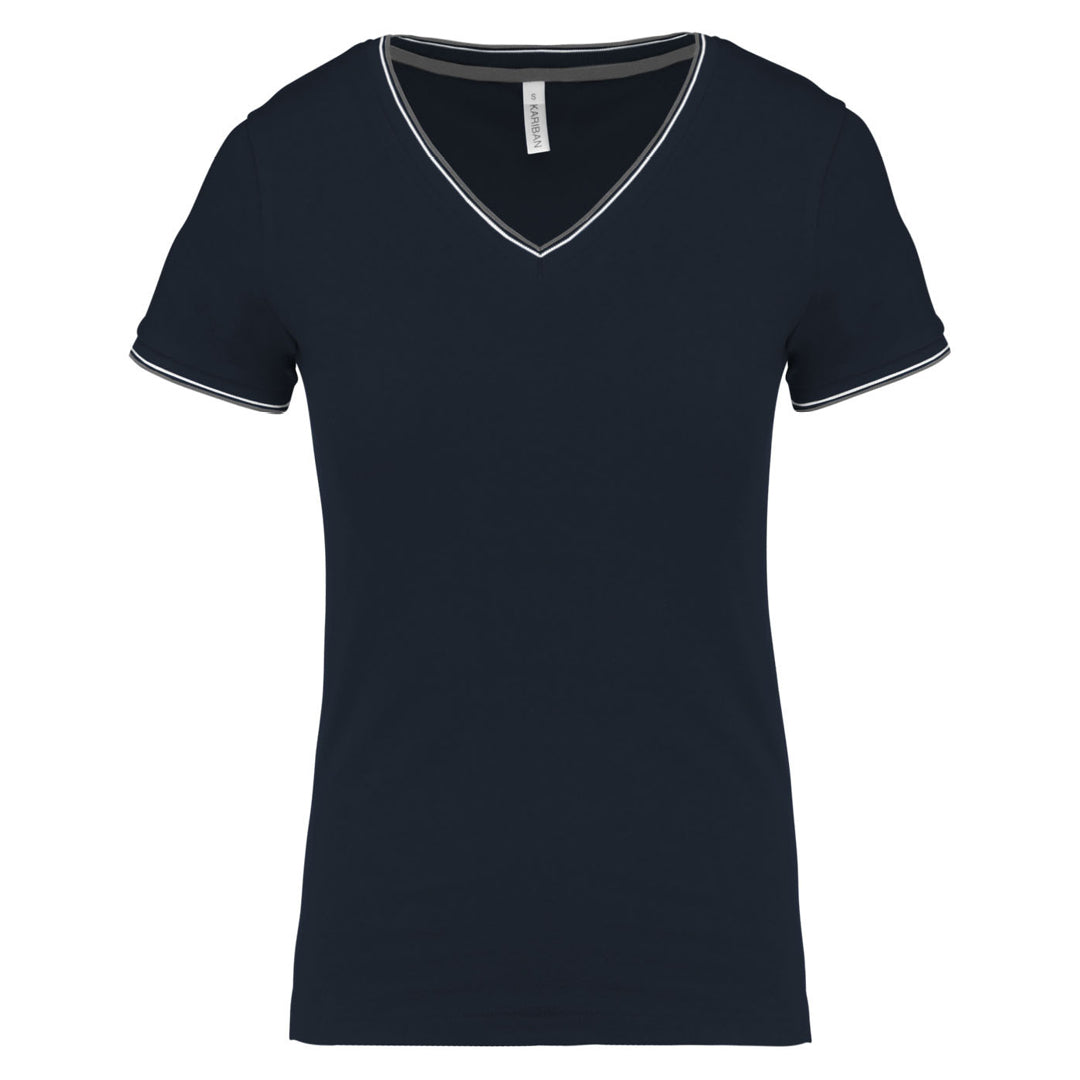Piqué-T-Shirt für Damen mit V-Ausschnitt