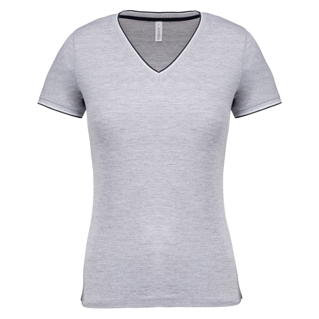 Piqué-T-Shirt für Damen mit V-Ausschnitt