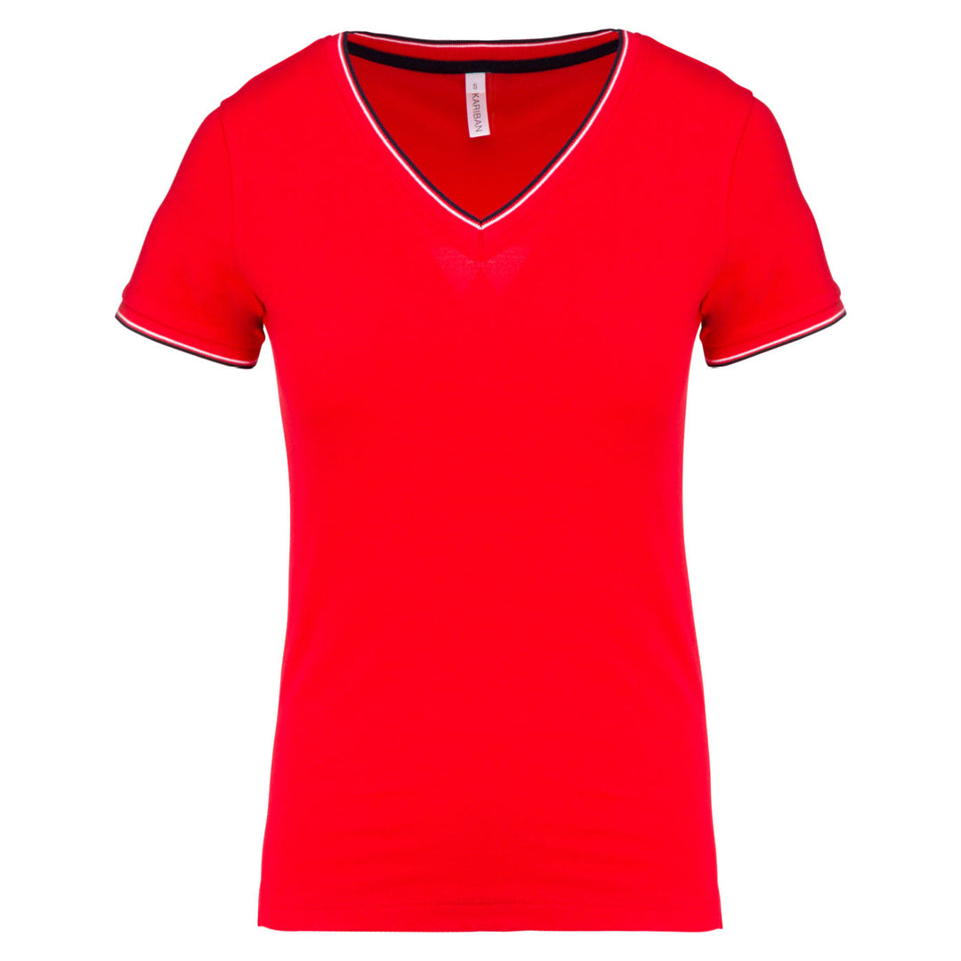 Piqué dames t-shirt met v-hals