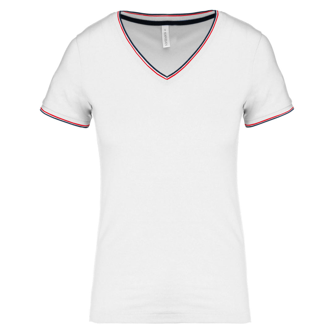 Piqué dames t-shirt met v-hals