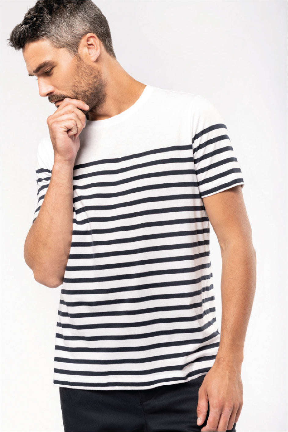 Herren-Kurzarm-T-Shirt mit Breton-Streifen